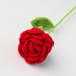 Handmade <b>Red</b> <b>Wool</b> Crochet Roses Artificial Knitted Flowers For Wedding Photography Valentine Gift Wholesale - Product Image 6