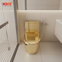 Cuvette de toilette moderne de luxe en céramique plaquée or, design diamant, à poser au sol, pour salle de bain
