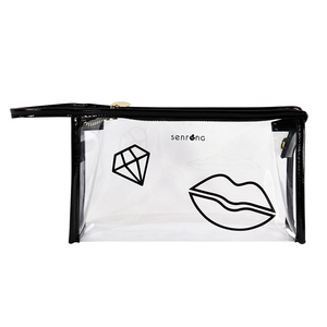 custom Clear PVC <b>Makeup</b> Bag With Lips And Diamond Print Waterproof Cosmetic Case <b>For</b> Travel Toiletry <b>Storage</b> With Zipper - Product Image 3