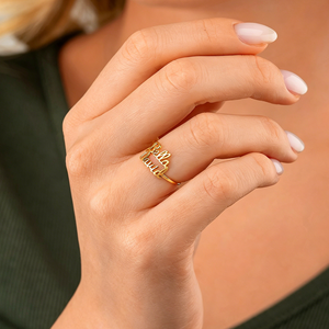 Bague personnalisée avec deux noms, plaquée or 18 carats, en acier inoxydable, bijou d'anniversaire pour couple, cadeau pour femme - Product Image 6