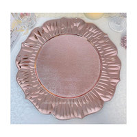 Décoration de table de mariage rose festonné sous les assiettes vaisselle en plastique à volants assiette de présentation en or rose
