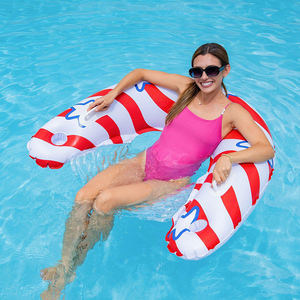 Flotador Inflable de PVC Grueso y Resistente con Diseño de Estrellas y Rayas, Silla de Piscina, Balsa Inflable para Nadar, Fiesta Acuática - Product Image 1