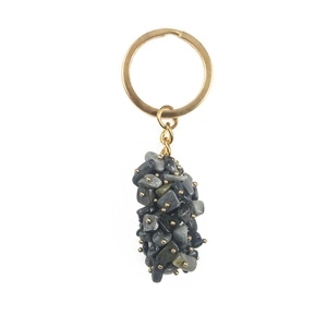 DIY Gems Summer Welcomed Natural Stone Key Ring_ Labradorite Stone Energy Key Chain_ Labradorite Grape Shaped Pendant Crystals Healing Stones