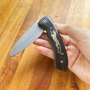 No. Cuchillo de bolsillo para camping de hoja fija de acero triplex 5 Triplex Steel Leopard de alta calidad con mango de madera DIY, personalizable OEM 1 - Product Image 2