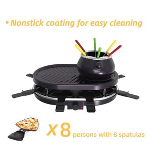 Party <span class=keywords><strong>Multifonction</strong></span> 1500w 1.0L 6 Fourchettes à Fondue Plaque de Fer Amovible Antiadhésive Barbecue Électrique <span class=keywords><strong>Raclette</strong></span> Grill avec 8 Spatules - Product Image 3