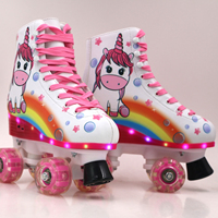 Patins à roulettes à LED Jun Ran JR-875E à quatre roues, 54*32mm, pour l'extérieur, de haute qualité, pour enfants, roulements ABEC-7, matériau PU