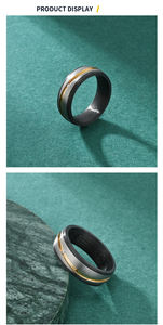 Bague unisexe de luxe en <span class=keywords><strong>fibre</strong></span> de carbone de haute qualité avec incrustation en acier inoxydable, style punk, forme géométrique, pour anniversaire et mariage - Product Image 6