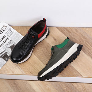 Zapatos de cuero personalizados para hombre, zapatillas informales para correr a la moda, color blanco y negro, venta al por mayor, 2022 - Product Image 6