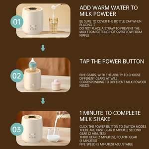 SKY-TOUCH-Coctelera de leche eléctrica automática de 4 velocidades, calentador portátil de biberones para bebés, para agitar y calentar alimentos para bebés - Product Image 3