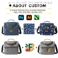 Geïsoleerde lunchtassen van waterdicht Oxford-materiaal met aangepast logo voor volwassenen, draagbare thermische koeltas, promotie lunchbox tas met logo