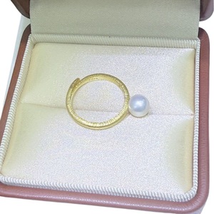 Exquisite Retro Style Starlight <b>Ring</b> Natural Freshwater 6.5-7mm Round <b>Pearl</b> Inlay Almost Flawless Aurora Trendy Number Shape - Product Image 5