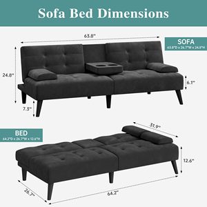<span class=keywords><strong>Canapé</strong></span>-lit futon <span class=keywords><strong>convertible</strong></span> deux places avec porte-gobelets, petit <span class=keywords><strong>canapé</strong></span> avec angles réglables, accoudoirs amovibles, idéal pour appartement - Product Image 6