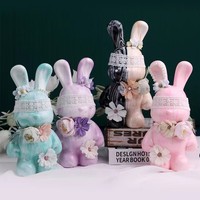 Kit Ours Fluide TikTok Tendance, Lapin Fluide 23/33/53cm avec Tirelire, Poupée Blanche Mignonne, Peinture Acrylique DIY, Ours Fluide Drip Art