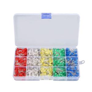 5 มม. ไฟ LED ไดโอดเปล่งแสง 500 ชิ้นกล่องแพ็คสายไฟสีแดงสีเขียวสีฟ้าสีขาวสีส้มสำหรับโครงการอิเล็กทรอนิกส์ - Product Image 4