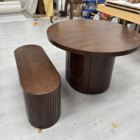 Table à manger extensible de style Japandi avec base à piétement côtelé, ensemble de table de cuisine moderne de luxe avec rangement dissimulé pour 6 à 12 personnes