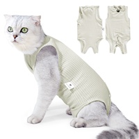 Combinaison de récupération pour chat traditionnelle en coton et élasthanne à motif quadrillé, respirante, anti-léchage, pour post-stérilisation et sevrage, S/M/L