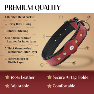 Collar de Perro de Lujo de Cuero de Grano Completo Curtido Vegetalmente con <span class=keywords><strong>Airtag</strong></span> Personalizado - <span class=keywords><strong>Precio</strong></span> Mayorista - Product Image 5