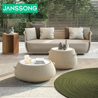 Ensemble de mobilier de jardin en rotin tressé personnalisé pour extérieur, avec structure métallique, canapé, pour hôtel, résistant à l'eau, durable, pour les loisirs