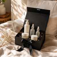 Boîte cadeau rigide pliable magnétique avec logo personnalisé, ruban en satin rose pour cosmétiques, extensions de cheveux, emballage de beauté