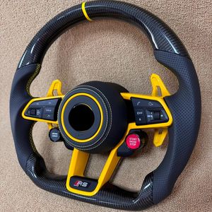 Volante de coche de fibra de carbono de alto rendimiento para VW Passat B7 con puntada amarilla y paletas <span class=keywords><strong>Lambo</strong></span> volante personalizado - Product Image 4
