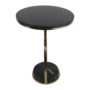 Tavolino da Cocktail Moderno in Marmo con Base Nera e Oro, Tavolino Rotondo Decorativo per Soggiorno e Camera da Letto, Piccolo Tavolino d'Appoggio - Product Image 5