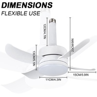 Ventilateur électrique à télécommande de conception moderne avec douille de ventilateur à LED à trois couleurs et à bouche à vis E27