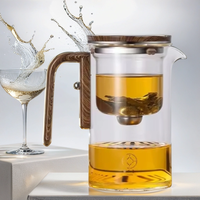Théière paresseuse innovante en verre borosilicate magnétique, absorbant les bulles, résistante à la chaleur, filtrante, à un clic, design mignon, pour usage domestique