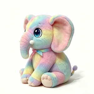 Customize Pastel Rainbow <b>Elephant</b> Plush Toy 31cm-50cm Soft Stuffed Animal for Kids Age 3+ Unisex <b>Gift</b> - Product Image 2