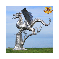 Statue de dragon grandeur nature personnalisée décoration extérieure en acier inoxydable poli de bonne qualité sculpture en métal 3D