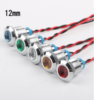 CHYF Luz indicadora 12mm 1/2 "Impermeable IP67 Lámpara de señal de metal 12V AC/DC LED Lámpara de tablero piloto