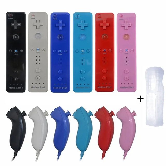 2 in 1 Wireless Remote Nunchuck for N Wii Remote Game Controller for WII Joystick Remote Built in Motion Plus Nunchuck