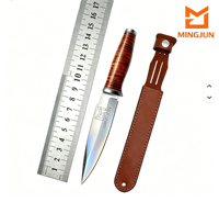 DIY Handgeschmiedetes OEM Camping Bowie-Messer mit Kohlenstoffstahl-Drop-Point-Klinge und Lederscheide