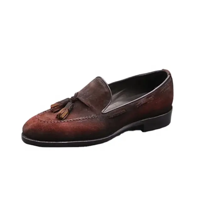 Handmade Men Loafer brown shoes for wedding party