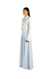 Pantalon large pour femme, style minimaliste et luxueux, couleur unie, tissu structuré, longueur au sol, pour les entretiens d'affaires et les événements formels - Product Image 3