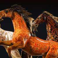 Ornement en laiton 'Huit chevaux au galop' de Father's Lacquer Craft, décoration pour entrée et bureau, cadeau de pendaison de crémaillère et d'inauguration