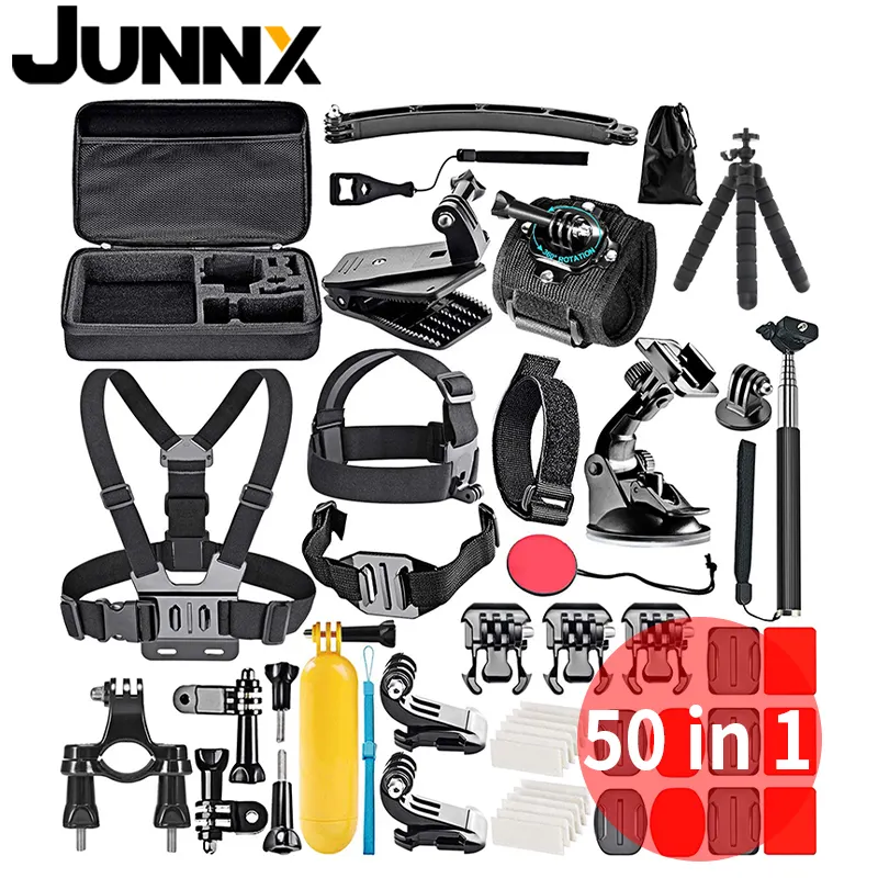 JUNNX Accessories Bundle Kit For GoPro Hero 10 9 8 7 6 5 4 3 Sport Camera Outdoor Mount Set