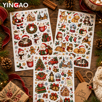 Feuilles d'autocollants personnalisés pour décorations de Noël, autocollants imperméables en vinyle prédécoupés pour scrapbooking, cadeaux et décorations pour enfants