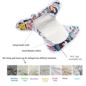 AIO-<span class=keywords><strong>couche</strong></span> en tissu imprimé pul blanc, pour bébé, réutilisable, <span class=keywords><strong>lavable</strong></span>, en daim, couture, 2 pièces, fibres de <span class=keywords><strong>bambou</strong></span> - Product Image 5