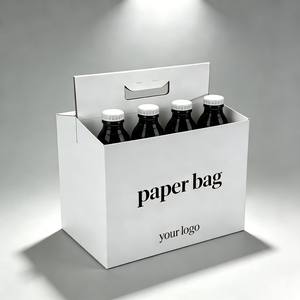 Boîte de <span class=keywords><strong>transport</strong></span> Kraft pour café, thé au <span class=keywords><strong>lait</strong></span>, boissons à emporter, lot de 4, avec poignée, personnalisable, pour vin, bière, cadeaux, en carton - Product Image 4