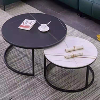 Bagolen — table de thé ronde en marbre MDF, cadre en acier forgé simple, table basse, moderne