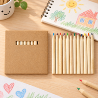 Crayons de couleur en bois naturel, 12 pièces, 3,5 pouces, corps rond, boîte en papier, emballage OEM, pack de crayons de couleur pour étudiants