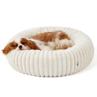 ZMaker Nouveau Lit pour Chien Donut en Fourrure de Luxe Confortable Lit Rond Lavable Tapis pour Chat Coussin Chaleureux pour Animal de Compagnie