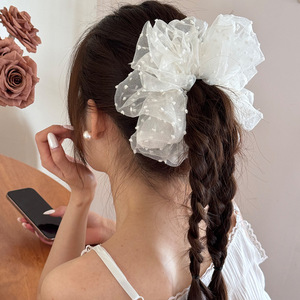 All'ingrosso di Retro ricamato in Tulle copricapo a coda di cavallo alta Tulle fasce per capelli gonfie - Product Image 2