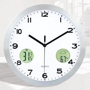 นาฬิกาติดผนังสไตล์นอร์ดิกพร้อมจอ LCD แสดงอุณหภูมิและความชื้น-นาฬิกาตกแต่งโลหะสำหรับผนังบ้าน - Product Image 4