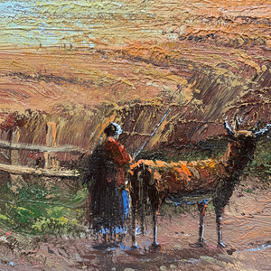 Dipinti a Olio 100% Fatti a Mano 20x24 Pollici Arte Fine Campo Astratto Classico con Alberi Base in Poliestere Montato su Cornice - Product Image 1