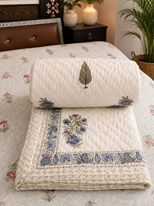 Premium Hand Block Print Cotton Razai <b>Quilt</b> Reversible Jaipuri Indian <b>Bedding</b> - Product Image 3