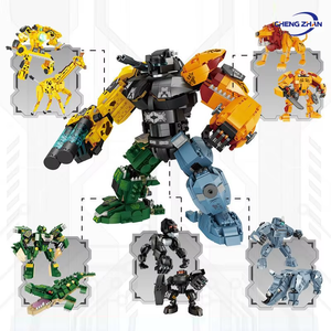 Xây Dựng Khối Cậu Bé Giáo Dục Lắp Ráp Đồ Chơi Mô Hình 5-Trong-1 Động Vật Cá Sấu Vua Chuyển Đổi <span class=keywords><strong>Robot</strong></span> Đồ Chơi Cho Trẻ Em - Product Image 1