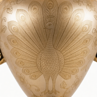Vase urne de luxe européen doré à motif paon avec poignées, fait main, pour décoration de mariage et de maison, pièce maîtresse