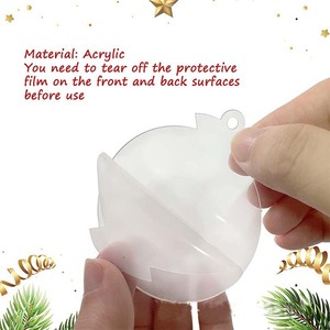 Ornements décoratifs de Noël, plaques rondes en acrylique vierges à suspendre pour la décoration de l'arbre, 50, 75, 100 mm - Product Image 3