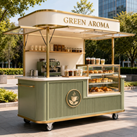 Nouvelle Arrivée Chariot à Café Mobile Kiosque à Café Extérieur avec Auvent Vitrine de Boulangerie pour Vente Ambulante Commerciale en Gros